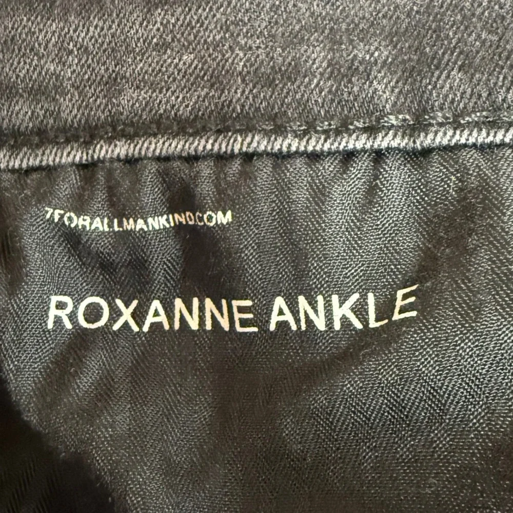 7 For‎ All Mankind Roxanne Ankle Jeans Womens 32 Black Raw Hem Slim